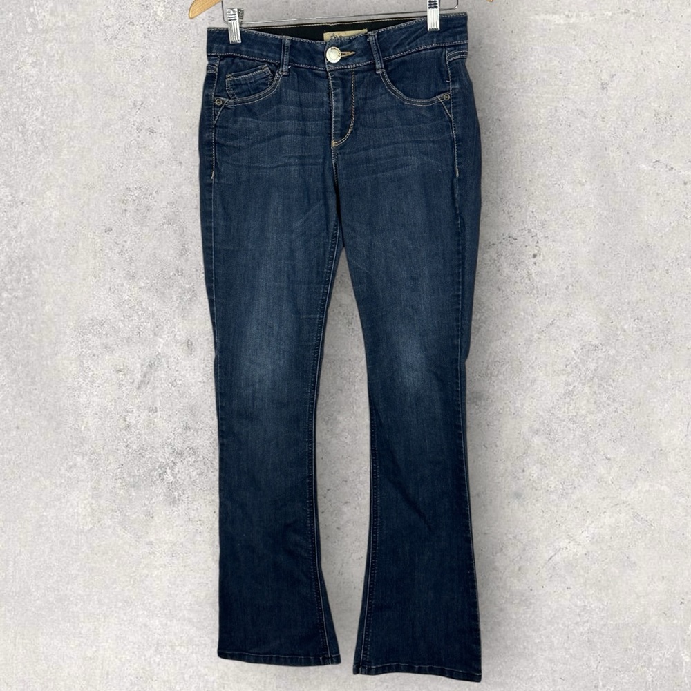Democracy Ab Solution Flare Jeans Womens Size 6 Dark Blue Slimming Denim Stretch